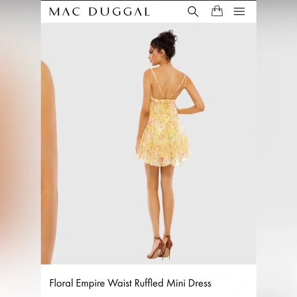 Mac Duggal Empire Waist Ruffled Mini Dress Size 6 NWT - Picture 8 of 8
